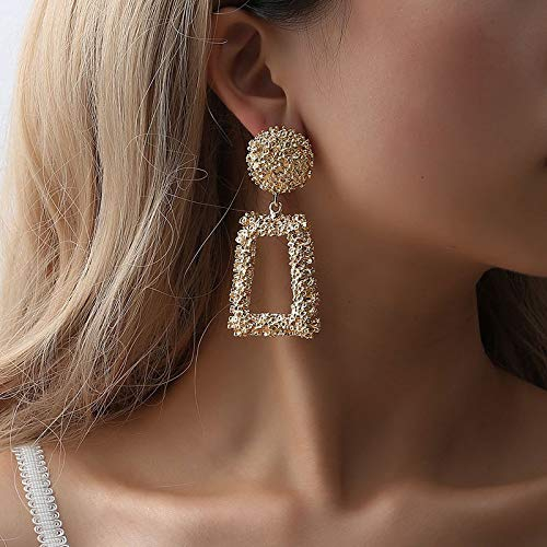 Jovono Punk-Ohrringe, geometrisch, goldfarben, groß, rechteckig, Ohrstecker, Ohrschmuck für Damen, Metall
