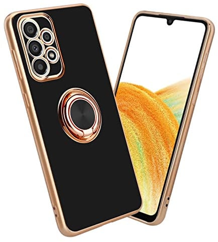 Cadorabo Hülle kompatibel mit Samsung Galaxy A52 (4G 5G) A52s Schutzhülle TPU Silikon Case mit Ring Design mit Kameraschutz Slim Kratzfest Gummi Case Hülle für Galaxy A52 (4G 5G) A52s in Schwarz