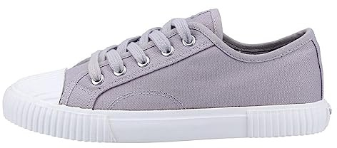 Hush Puppies Ladies Brooke Canvas Trainer, Grey, 3