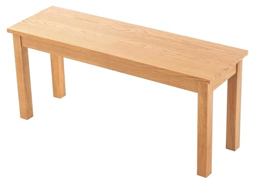 Hallowood Furniture Waverly Oak Dining Bench for Dining Table in Light Oak | 100cm Minimalist 2 Seater Solid Wooden Bench Seat in Light Oak Finish for Kitchen, Hallway, Bedroom, Porch or Conservatory