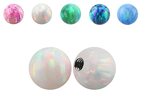 1,2 mm Schraub Kugel Piercing Ersatz Synthetisch Opal Farben Ball Stecker Stab Blau 4 mm