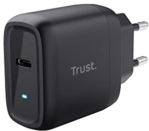 Trust Maxo Caricatore USB-C da 45W, 75% con Materiali Riciclati, Caricatore Rapido con Cavo USB-C da 2m, Adattatore di Alimentazione per iPhone, iPad, Samsung Galaxy, Smartphones, Tablets