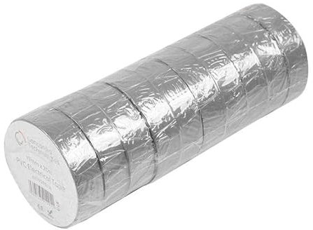 Klebeband, PVC, 19 mm x 33 m, grau, Elektro-Isolierband, 10 Stück | MP002160