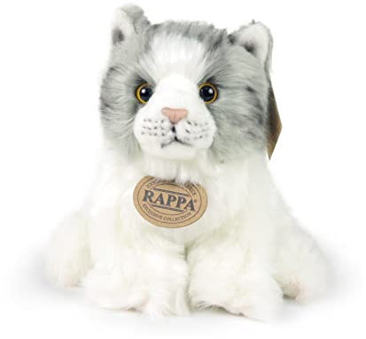 Teddys Rothenburg Kuscheltier Katze sitzend weiß/grau 17 cm Plüschkatze