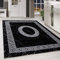HomebyHome Teppich Wohnzimmer 140x200 cm Schwarz Moderne Bordüre Design - Küche Esszimmer und Schlafzimmer Teppich Kurzflor Extra Weich Pflegeleicht - Carpet Living Room