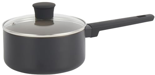 Salter BW12877EU7 Ceramic 16 cm Saucepan - Recycled Aluminium Body, Healthy PFOA & PFAS-Free Non-Stick Coating, Induction Suitable, Easy Clean, Soft Touch Stay Cool Handle, Cooking Pot with Glass Lid