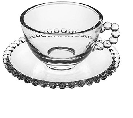 SWEET HOME Set di 4 tazzine da tè in Vetro con piattino in Vetro cod.TZ00022LU cm 6,5h diam.14 by Varotto & Co.