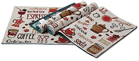 Encasa Homes Esstisch -Placemats Set von 4 - Espresso | Jacquard gewebt | Jede Größe 48x32 cm | Dekorativ für Zuhause, Cafés, Restaurants und Hotels - Maschinenwaschbar
