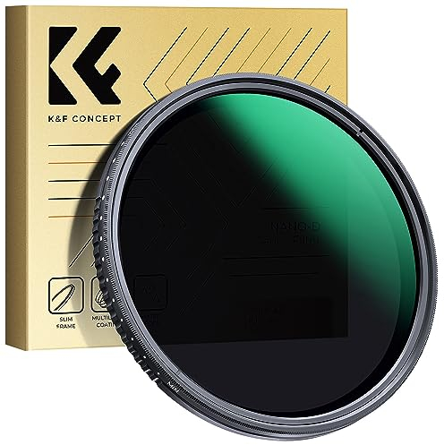 K&F Concept Nano-D Filtro Variable ND2-400 (1-9 stops) Filtro Densità Neutra Ottico in Vetro HD a Ultrafine con 24 Strati Nano Rivestimento nano per Obiettivo da 77mm