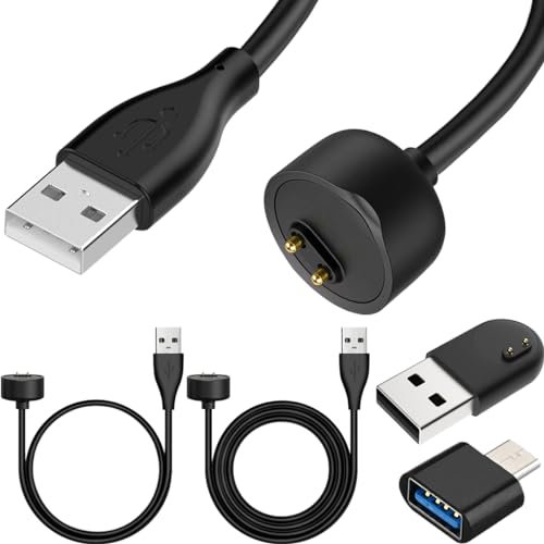 Xiatiaosann Charger for Xiaomi Band 7/6/5/for Amazfit Band 5, Magnetic Charging Cable Dock Station Cradle 1m + 0.5m, Watch Replacement Portable Cable-free USB Charger, 2 Pcs