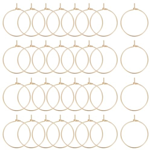 Beebeecraft 1 Caja 100 Piezas Fornituras para Pendientes de Aro Latón Chapado En Oro de 18 Quilates Anillos con Dijes de Copa de Vino de 20 mm con Pasador de 0.7 mm Abalorios para Pendientes DIY
