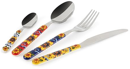 Excelsa Trinacria Set 24 Posate, Acciaio INOX, Manico in Plastica