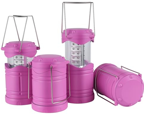 Lichamp 4 Pack LED Camping Lanterns, Battery Powered Camping Lights LED Collapsible Flashlight Portable Emergency Supplies Kit, A4PK