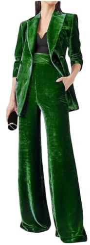 Botong 2-teiliger Samtanzug für Damen, Büro-Arbeitsanzug, Revers, zweireihig, Blazer, Hose, Business-Anzug-Set