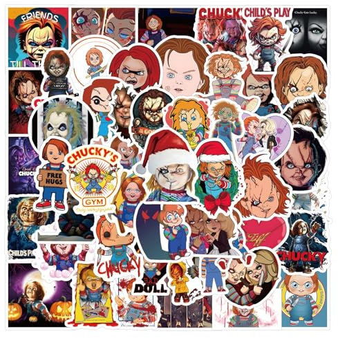 Horror Film Stickers for Laptop (50 PCS),Gift for Children Teens Adults Girl Boys,Waterproof Stickers for Water Bottle,Horror Movie Vinyl Stickers for Scrapbook,Skateboard,Bike,Phone,Dairy