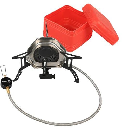 HUIOP Cuisinière à gaz de Camping Coupe-Vent 6000W,brûleur à gaz Pliable pour Camping randonnée Voyage,cuisinière à gaz portative