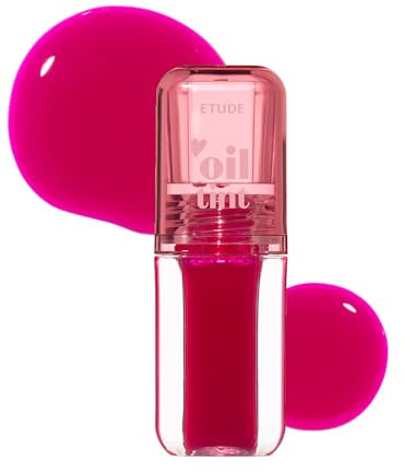 ETUDE Dear Darling Oil Tint #3 Neon Pink 4.2g | High Moisturizing and Strong Hydrating Lip Oil/Lip Gloss | Smooth and Moist Lips | Non-Sticky Lip Oil Tint For Dry Lips | K-beauty
