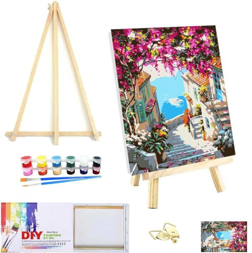 SOMHORN Malen Nach Zahlen Erwachsene Blumenstadt Faltenfreie Leinwand Acryl Pigment Home Deko Geburtstag Festival Geschenk(7.8x11.8In/20x 30cm)