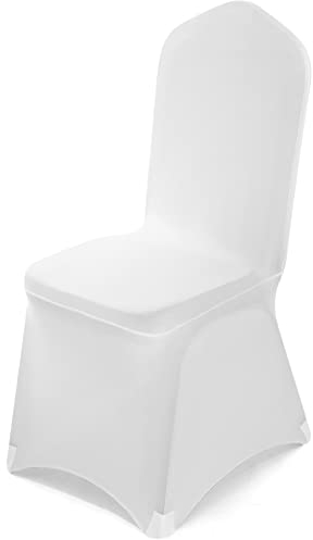 Gooble 100-Stück Stuhlhussen Weiß- Polyester Spandex Stuhlabdeckung Stretch Slipcovers für Hochzeiten Party Stuhl, Partys, Essen Bankette Stuhlabdeckung