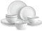 MALACASA 12 Pieces Gourmet Porcelain Dinnerware Sets, Modern White with Black Rim Dish Set for 4, Premium Serving Plates and Bowls Sets, Chip and Scratch Resistant Dishware Sets, Series AMELIA