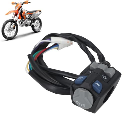 Motorrad-Scheinwerfer-Hupenknopfschalter, Blinker, Fern- und Abblendlichtschalter mit Stangenmontage-Verkabelung, universell für EXC EXC-F XCW TE FE TX FX FREE-RIDE RALLY 125–540 cc Motocross