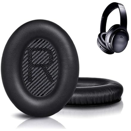 MYAYD Ear Pads Compatible with Headphones Bose QC35 I/II, QC25, QC15, QC2, QC35 Ear Pads Replacement, Ear Pads Cushions Replacement for Bose Headphones Replacement Earpads - Black
