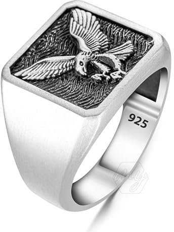 mysilverworld Herren-Ring aus 925er-Sterlingsilber mit Adler-Design, Metall, Kein Edelstein