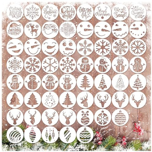 Weihnachtsschablonen zum Malen auf Holz, 7,6 cm, kleine Krippe, Ornament, wiederverwendbar, Urlaub, Weihnachten, Zeichenschablonen für Holz, Basteln, Karten, Papier, Geschenk, Zuhause, 60 Stück