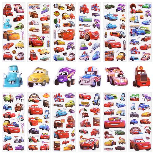 3D Aufkleber für Kinder, 12 Blatt Car Sticker Set, 140+ Anime Stickers, Wiederverwendbare Sticker für Party Taschen, Kawaii Aufkleber, Scrapbooking für Mädchen