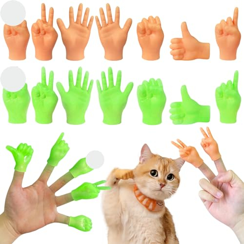JSTHHTT 14 Stück Mini Hände - Leuchtend Mini Hände für Finger, Fingerhände, Kleine Hände für Finger Lustiges Gadget für Partys & Spiele Mini Hand Set für Kinder und Erwachsene
