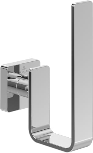 Villeroy & Boch Elements - Striking Reserve-Toilettenpapierhalter, Ersatzrollenhalter Toilettenpapier für Wandmontage, Toilettenpapier Aufbewahrung aus Messing, eckig, Chrom