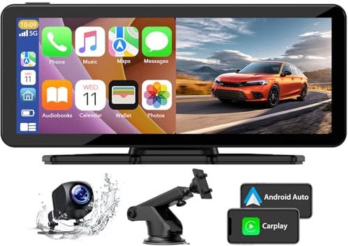 Lamto Autoradio Portatile con Wireless A-pple Carplay Android Auto 6.86 Auto Stereo Radio con Schermo Monitor Touch Screen con Bluetooth, Trasmissione FM, Airplay, Collegamento a Specchio 12V-36V