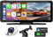 Lamto Wireless Car Stereo Screen für Carplay und Android Auto, Autoradio mit 2.5K-Front-Dashcam,1080P-Rückkamera,tragbar 6,86”Touchscreen mit Bluetooth/GPS/FM/AUX/Mirror Link/64G TF-Karte