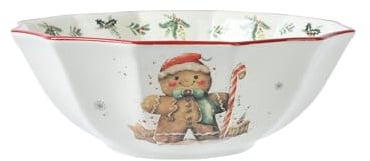 Kaemingk Müslischale Keramik 18,5x6,5cm - Schüssel mit Weihnachtsmotiv - Weihnachtsgeschirr Weihnachtsschale - Geschirr für Weihnachten - Frühstücksgeschirr Müslischüssel Schale Weiß Bunt