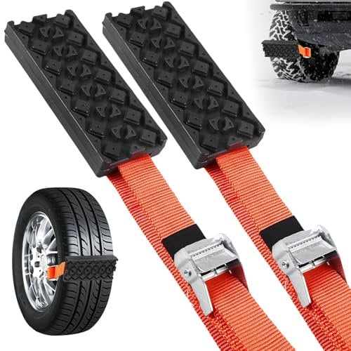2 Stück Rad-Reifenkette, Anfahrhilfe Wohnmobil Reifen-Traktionshilfe Gripmatte, Verstellbare Sandbleche Offroad für Geländewagen, Autoreifen Schneeketten, Wohnmobil für Universal für alle Reifenarten