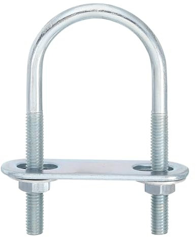 QUARKZMAN 2Pcs Pernos en U Redondos M6, Ancho Interior de 34mm, Longitud de 75mm Perno de Abrazadera en U con Tuercas y Placas, de Acero al Carbono para Reparación Tuberías y Industriale