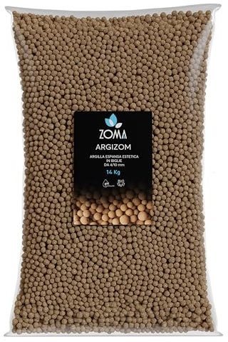 ZOMA Argilla Espansa per Piante in Vaso, Palline Argilla a Grana Piccola per Drenaggio e Areazione, Argilla espansa per Idroponica e Decorazione Estetica Senza Colorazione Chimica (50Litri 14KG)