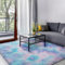 SOANNY Hochflor Wohnzimmer Teppich, Waschbar Anti-Rutsch & Flauschig, Tie-Dye Langflor Shaggy Teppiche für Schlafzimmer & Kinderzimmer, Bettvorleger Matte, 140 x 200 cm, Türkis Lila