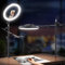 Ring Light with Stand and Phone Stand, Top Phone Stand, Phone Holder for Recording, 11 Inch Circle LED Ring Light for Computer with Clamp for