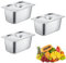 Bocguy Panierschalen Set 3-teilig, GN 1/9 Behälter, Panierstrasse, Gastronormbehälter Edelstahl mit Deckel, Geschirrspüler Gefrierschrank für Käse, Fleisch, Silber, 17,5 x 11 x 10cm