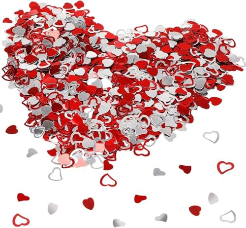Konfetti Herzen, 1000 Stück Herz Konfetti Metallic Glitzer Konfetti Hochzeit Streudeko für Valentinstag Deko, Romantisch Tischdekor für Hochzeit Deko, Verlobung Deko, Heiratsantrag Deko