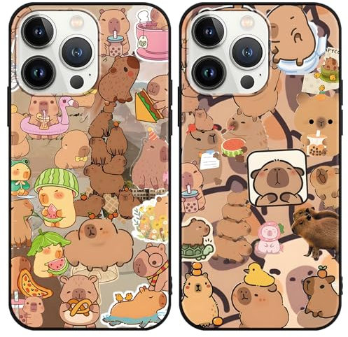 Yimctoie [2 Stück Anime Handyhülle für Apple iPhone 11 6.1 Hülle, Schutzhülle mit Aesthetic Capybara Muster Cover Niedlich Cartoon Weich TPU Silikon Stoßfest Kratzfest Case, Puzzle
