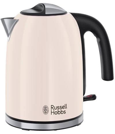 Russell Hobbs Electric Kettle [1.7L, 3000W, Stainless Steel] Classics Jasmine (removable Anti-scale filter, 360° base, Boil just Enough, Perfect pour spout, external water level indicator) 28510