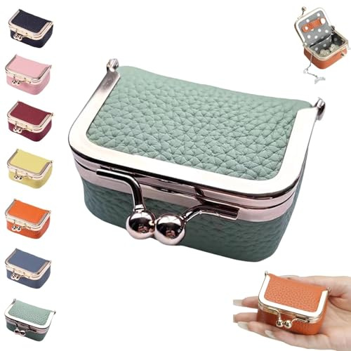 WXMMZCDB Echte Leder Mini Schmuckkästchen, Mini Schmuck Reiseetui, Schmucktasche for Frauen for Armband/Ring/Halskette/Ohrring(Green)