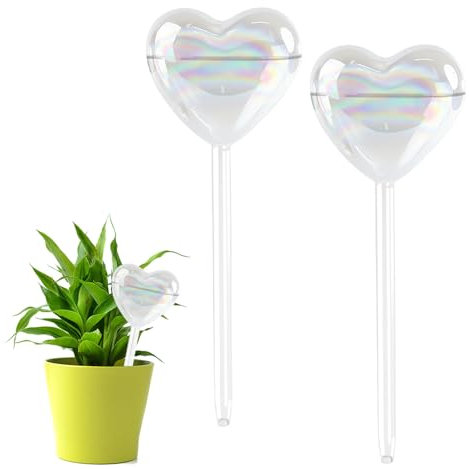 RoxNvm Plant Watering Devices, 2 Gradient Color Self Watering System for Plants, Glass Self Watering Globes,Plant Feeders Drip Water, Automatic Plant Waterer, Water Plants for Outdoor Indoor (Heart)