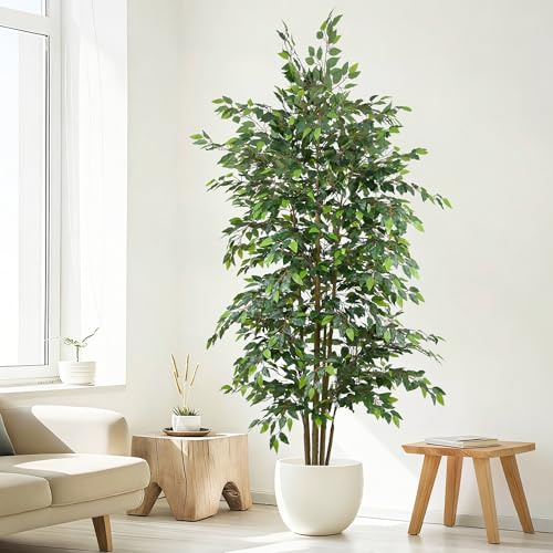 Ting's time Artificial Ficus Tree 8.2FT, Faux Tree with Realistic Leaves for Home Office Indoor Outdoor Decor