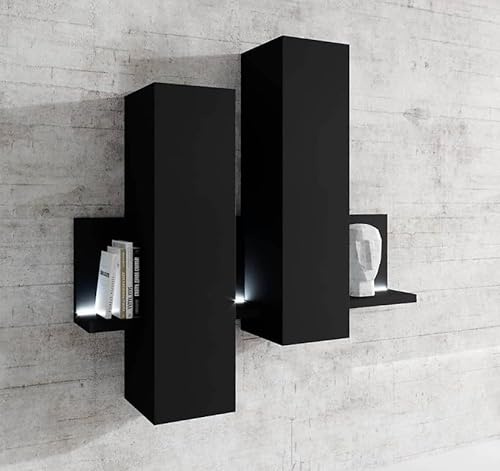 Arthauss Bota 04 Wall Hung Cabinet 152cm in Black with LED Lights