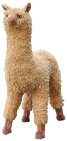 Xiyocadt Alpaka Kuscheltier, Groß Stehend Realistisch Alpaka PlüSchtier Lama Kissen SeitenschläFer, PlüSchtier Plushies Weiches Lammfellwolle Geschenk FüR Kinder MäDchen Jungen (Braun,60cm)
