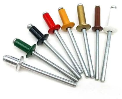 Rivets Pop Peints 4 mm x 9 mm (50 pcs), RAL 9006 Blanc Aluminium – Rivets Aveugles Ouverts avec Corps Aluminium et Tige Acier, Rivets Teintés pour Métal, Façade, Toiture, Tôle Fine