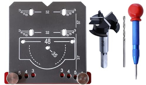 Uoqpty Türband-Schablonen-Set,Präzise Verstellbar Aus Aluminiumlegierung,35mm Einbau Band Bohrlehre | Für Küchen Möbelbau Renovierung